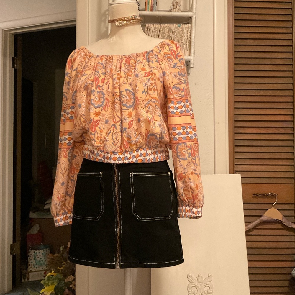 Rachael Zoe Boho Floral Peach Crop top Woman's XS - Picture 5 of 8